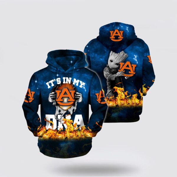 NCAA Auburn Tigers Baby Groot Blue All Over Print Hoodie Shirt