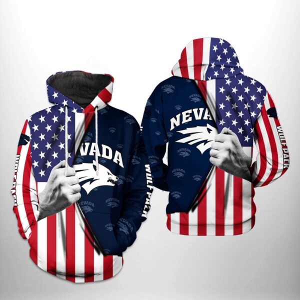 NCAA Nevada Wolf Pack US Flag All Over Print Hoodie Shirt