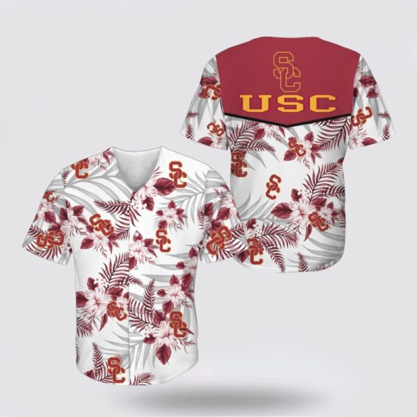 NCAA USC Trojans Cardinal Flowers Baseball Jersey Shirt