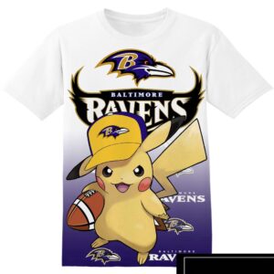 NFL Baltimore Ravens Pokemon Pikachu All Over Print T-Shirt