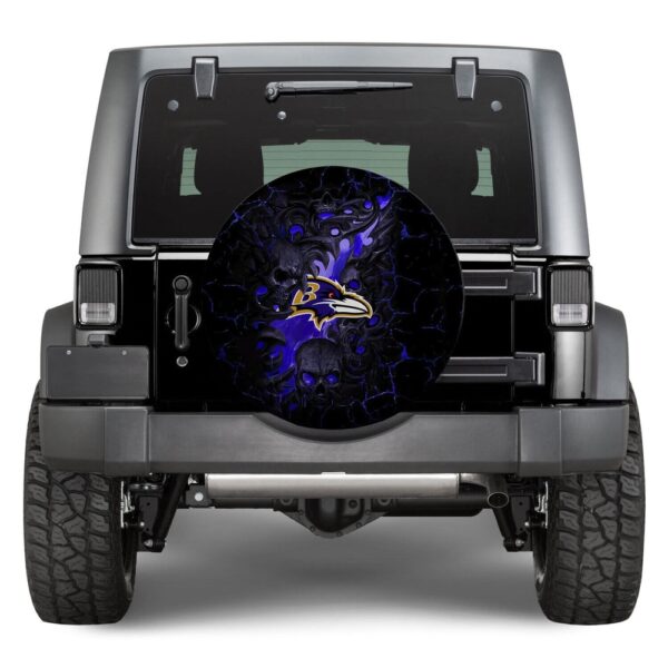 NFL Baltimore Ravens Skull Dark Spare Tire Cover Gift For Campers