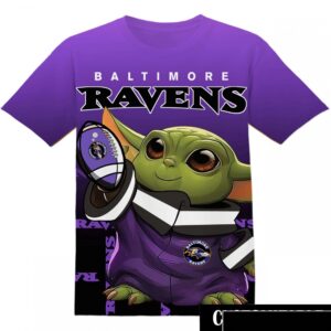 NFL Baltimore Ravens Star Wars Grogu Baby Yoda All Over Print T-Shirt