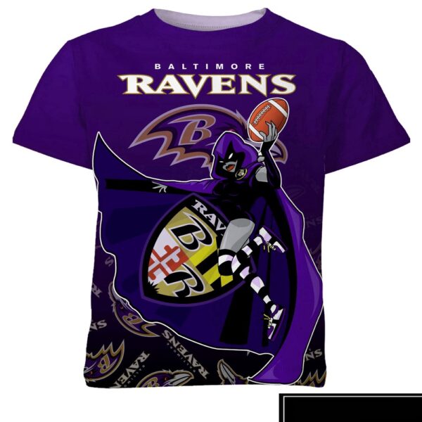 NFL Baltimore Ravens Teen Titans Raven All Over Print T-Shirt