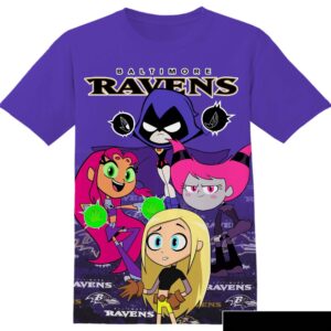 NFL Baltimore Ravens Teen Titans Raven Starfire Jink Terra All Over Print T-Shirt