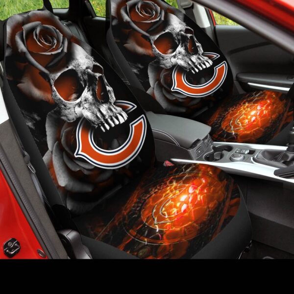 NFL Chicago Bears Skull Rose Car Seat Covers