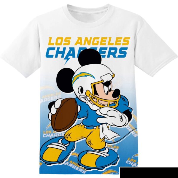 NFL Los Angeles Chargers Disney Mickey All Over Print T-Shirt