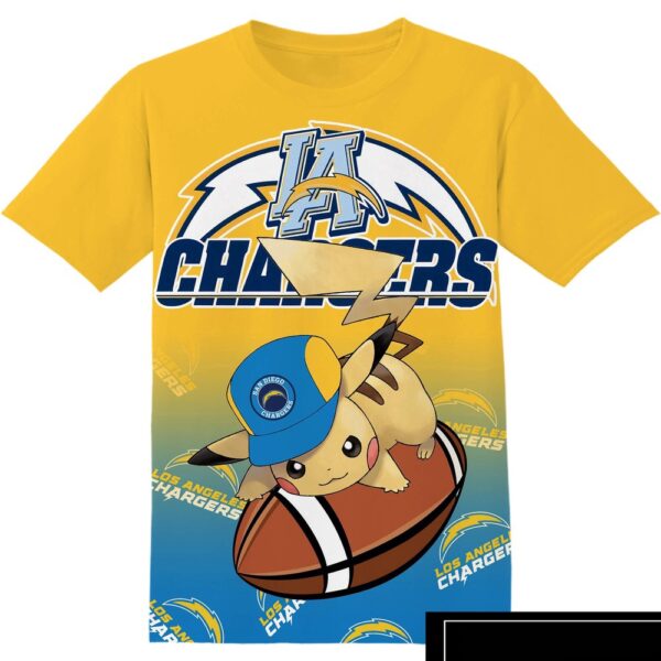 NFL Los Angeles Chargers Pokemon Pikachu All Over Print T-Shirt