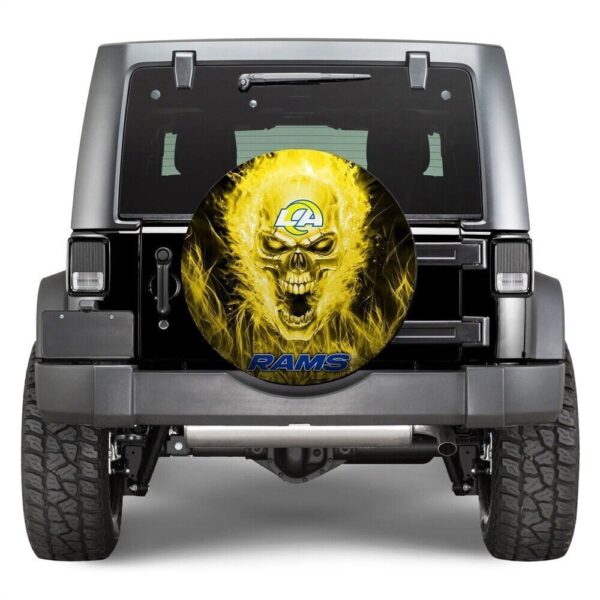 NFL Los Angeles Rams Yellow Skull Spare Tire Cover Gift For Campers