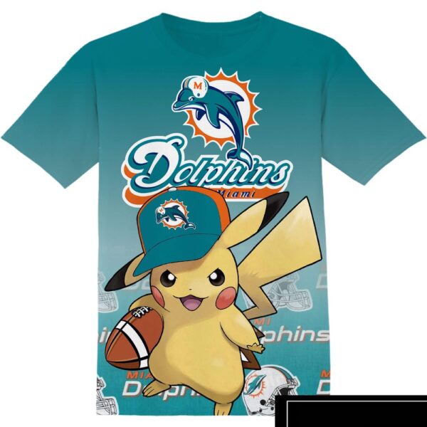 NFL Miami Dolphins Pokemon Pikachu All Over Print T-Shirt