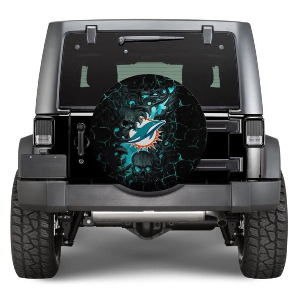 NFL Miami Dolphins Skull Dark Spare Tire Cover Gift For Campers