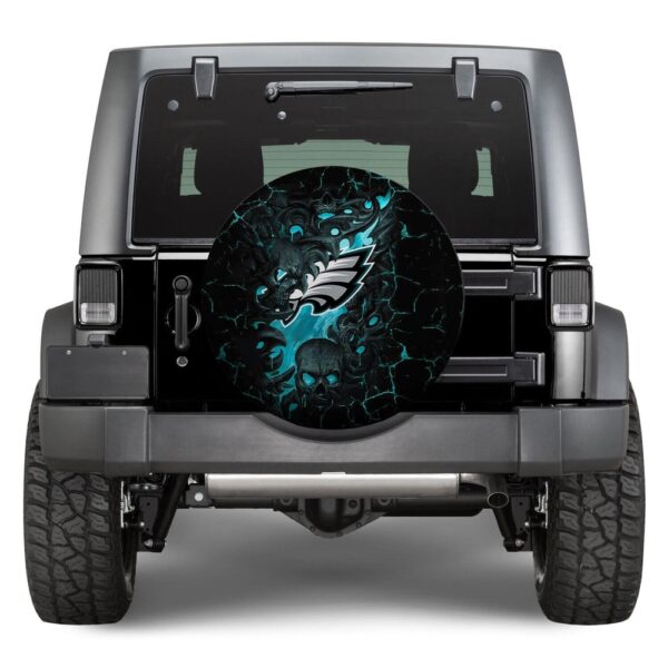 NFL Philadelphia Eagles Skull Dark Spare Tire Cover Gift For Campers