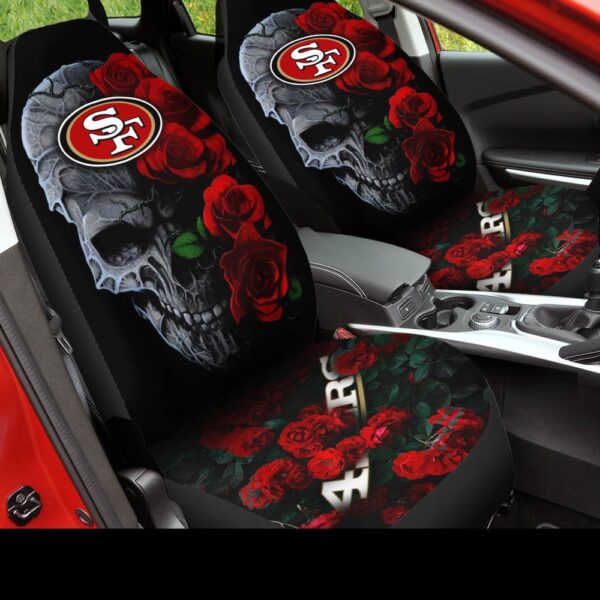 NFL San Francisco 49ers Skull Rose Car Seat Covers