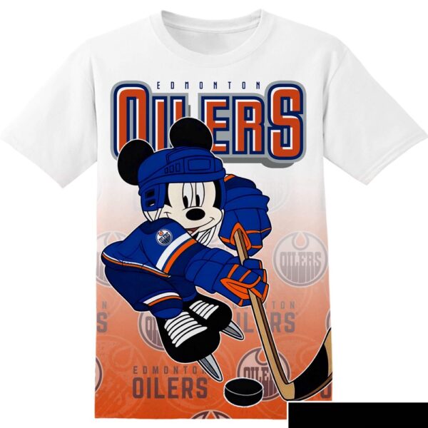 NHL Edmonton Oilers Mickey 3D All Over Print T-Shirt For Men Women