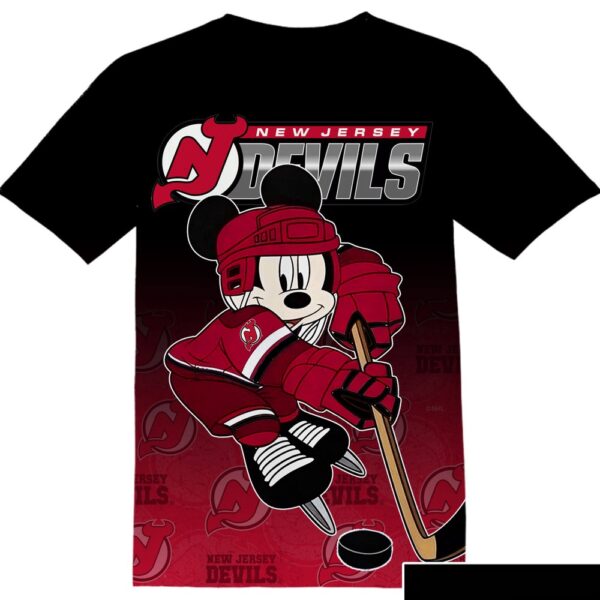 NHL New Jersey Devils Mickey 3D All Over Print T-Shirt For Men Women