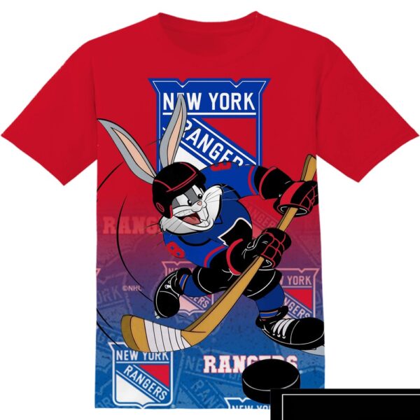 NHL New York Rangers Bugs Bunny 3D All Over Print T-Shirt For Men Women