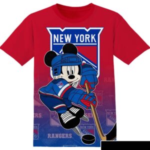 NHL New York Rangers Mickey 3D All Over Print T-Shirt For Men Women