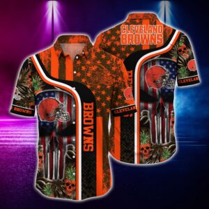 Nfl Cleveland Browns Skull TropicalHawaiian…