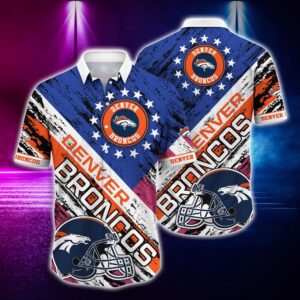 Nfl  Denver Broncos And  Rugby HelmetHawaiian Shirt