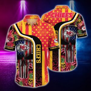 Nfl  Kansas City Chiefs And  Skull TropicalHawaiian Shirt