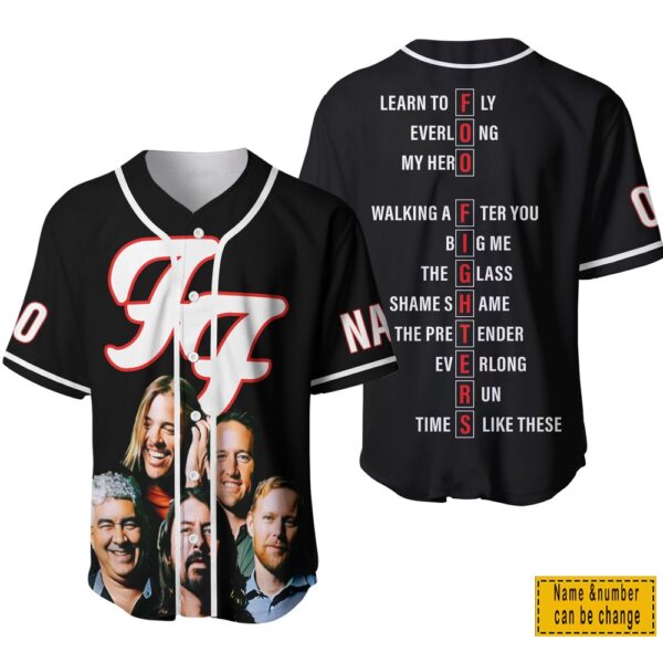 Personalized Name And Number Fooo Fighter Band Playlist Baseball Jersey Shirt