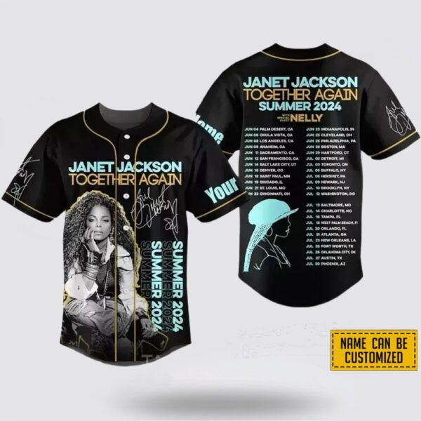 Personalized Name Janet Jackson Together Again Tour 2024 Baseball Jersey Shirt