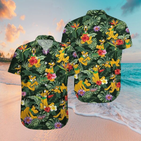 Pluto Dog Hibiscus Flower Tropical Hawaiian Shirt