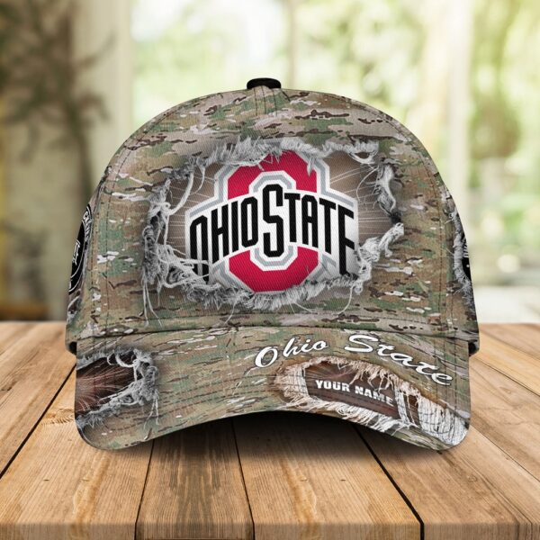 Custom Name NCAA Ohio State Buckeyes Camo Pattern Baseball Cap Gifts For Fans