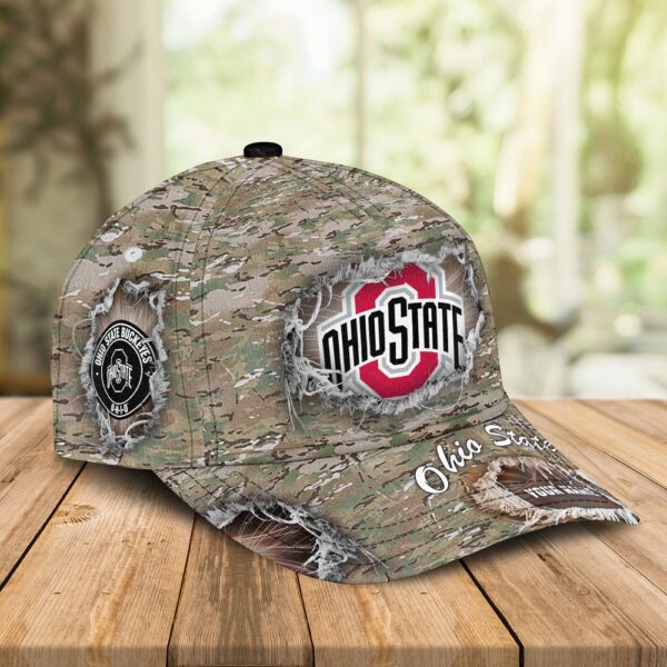 Custom Name NCAA Ohio State Buckeyes Camo Pattern Baseball Cap Gifts For Fans