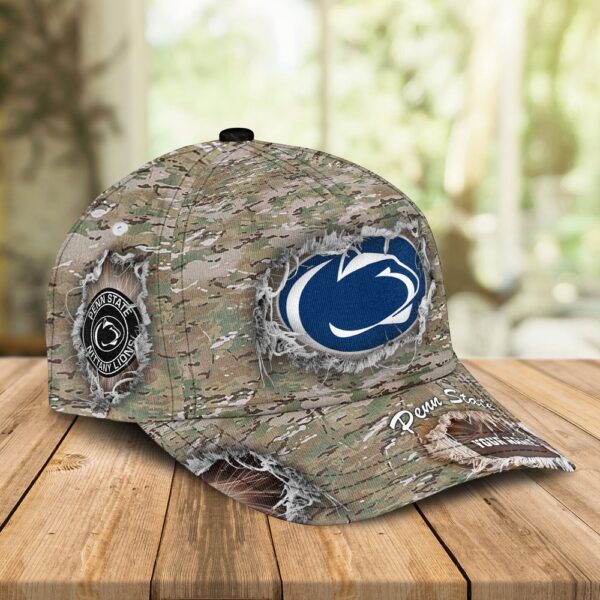 Custom Name NCAA Penn State Nittany Lions Camo Pattern Baseball Cap Gifts For Fans