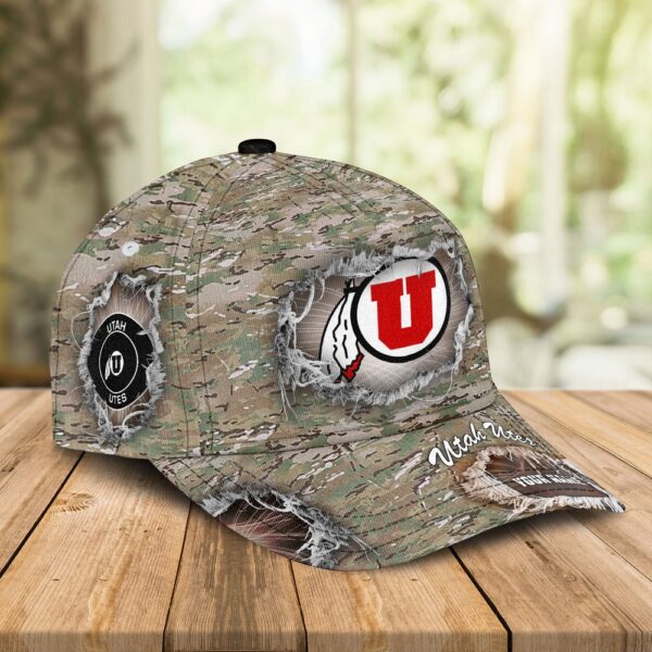 Custom Name NCAA Utah Utes Camo Pattern Baseball Cap Gifts For Fans