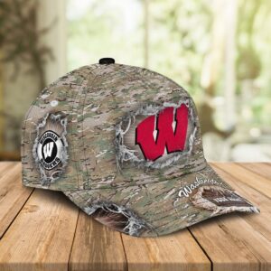 Sportwearmerch Wisconsin Badgers NCAA Personalized Camo Pattern Classic Cap Gifts For Fans Sportswearmerch 2