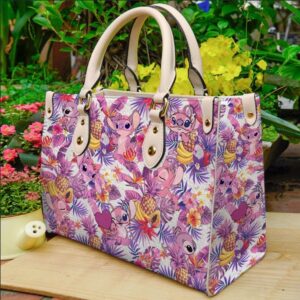 Stitch And Angel Tropical Disney Leather HandBag