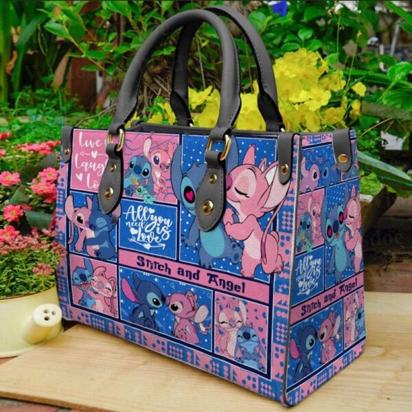 Stitch Angel Cartoon Women Leather Handbag