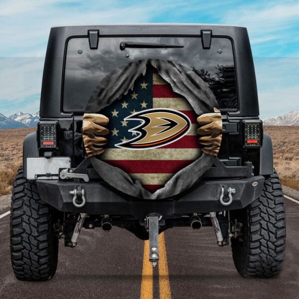 Anaheim Ducks American Flag Spare Tire Cover Gift For Campers