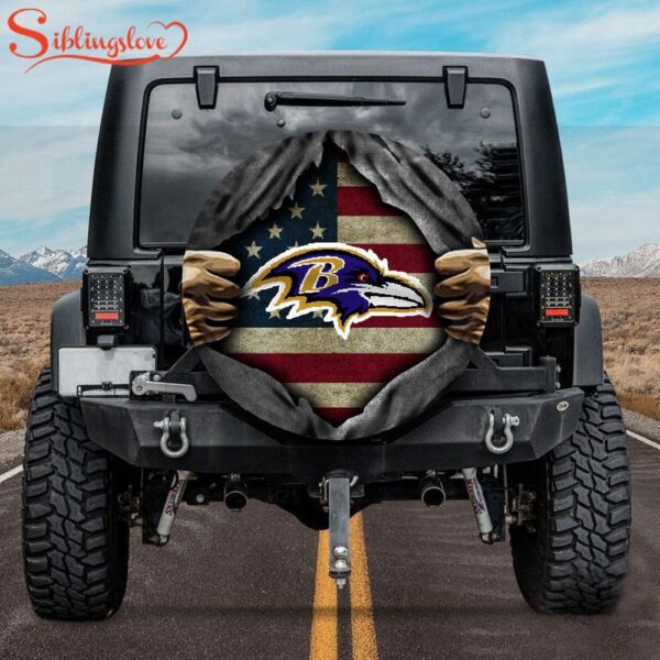 Baltimore Ravens American Flag Spare Tire Cover Gift For Campers