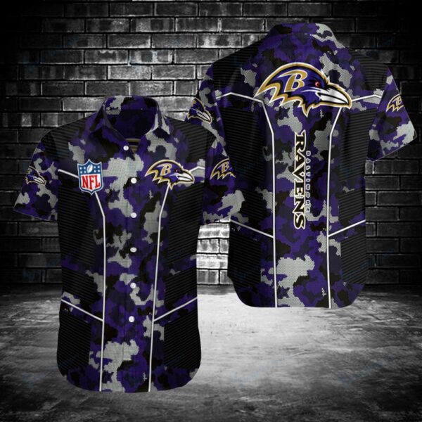 Baltimore Ravens NFL Camo Aloha Hawaiian Shirt