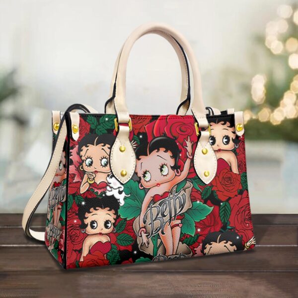 Betty Boop Cartoon Flowers Leather Handbag