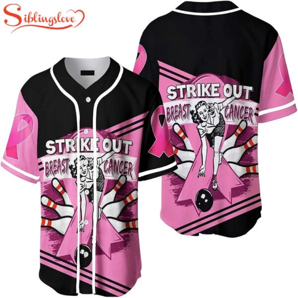 Bowling Breast Cancer Warrior Baseball Jersey Shirt