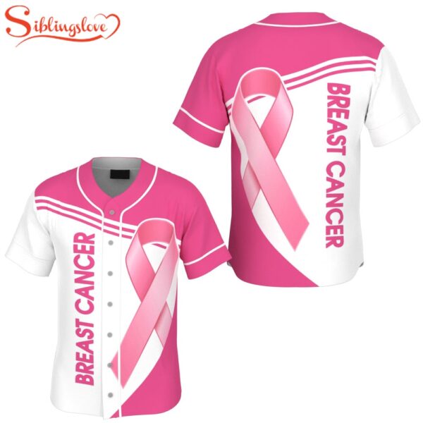 Breast Cancer Awareness Pink Ribbon Baseball Jersey Shirt