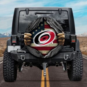 Carolina Hurricanes American Flag Spare Tire Cover Gift For Campers