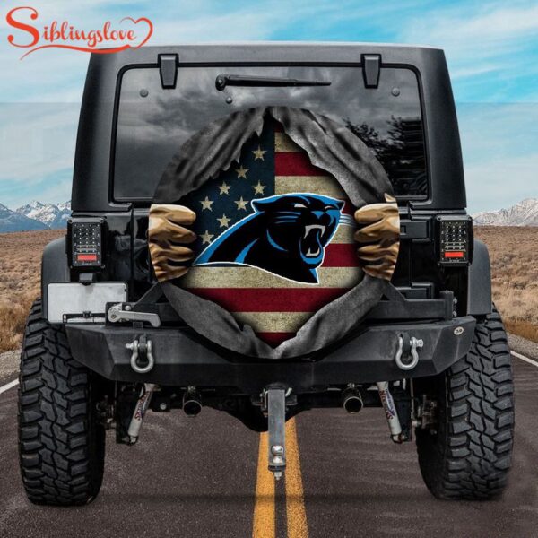 Carolina Panthers American Flag Spare Tire Cover Gift For Campers