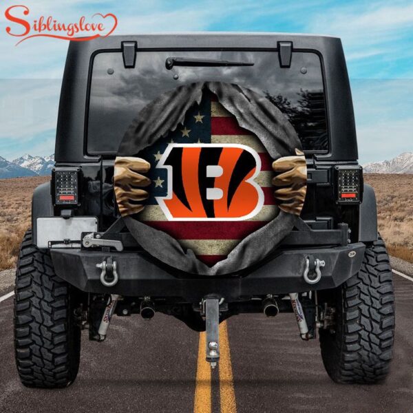 Cincinnati Bengals American Flag Spare Tire Cover Gift For Campers