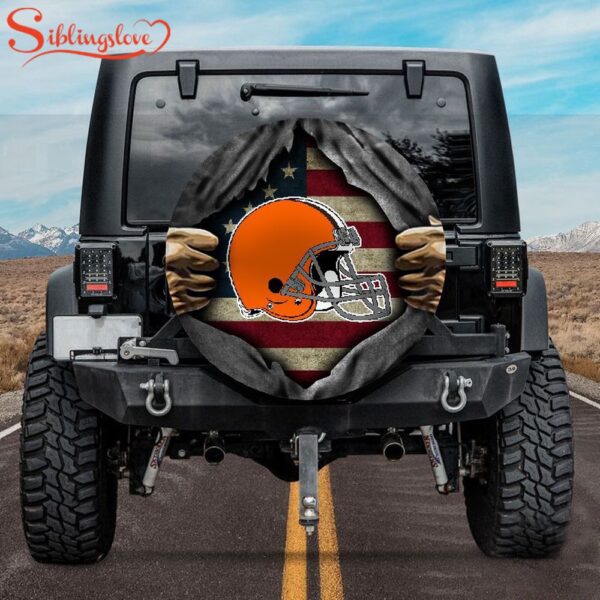 Cleveland Browns American Flag Spare Tire Cover Gift For Campers