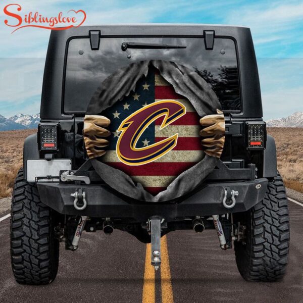 Cleveland Cavaliers American Flag Spare Tire Cover Gift For Campers