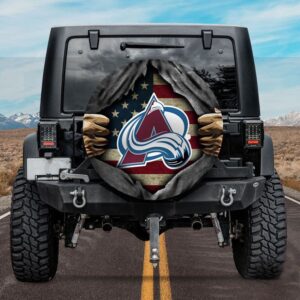 Colorado Avalanche American Flag Spare Tire Cover Gift For Campers