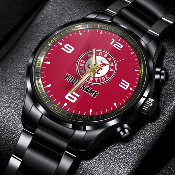 Custom Name Alabama Crimson Tide NCAA Black Hand Watch Gifts For Fans