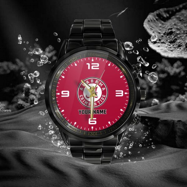 Custom Name Alabama Crimson Tide NCAA Black Hand Watch Gifts For Fans