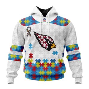 Custom Name And Number Arizona Cardinals NFL Autism Awareness 3D Hoodie Shirt 1