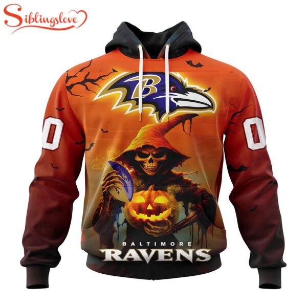 Custom Name And Number Baltimore Ravens Special Death Halloween Hoodie