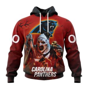 Custom Name And Number Carolina Panthers Horror Terrifier Ghoulish Halloween Day Hoodie1